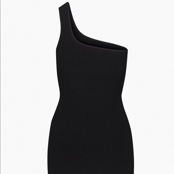 Wilfred Aritzia Black One Shoulder Knit Dress - Picture 2 of 6
